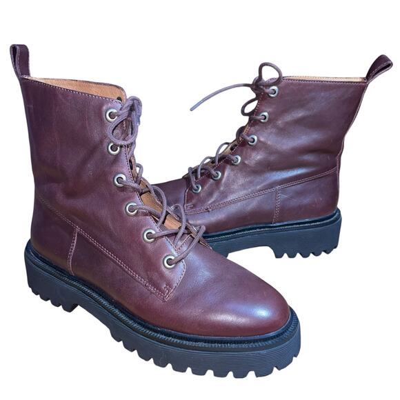 Madewell Combat Boots Leather Rayna Lug Sole - Picture 1 of 9